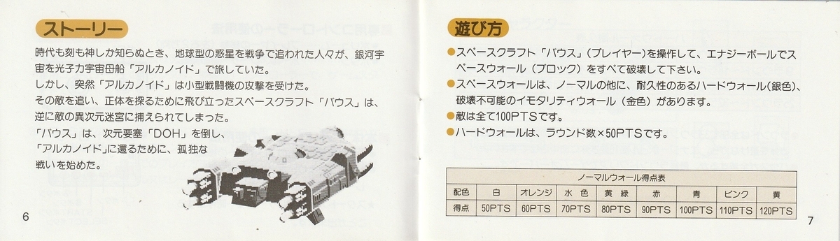 アルカノイド』1986年／ファミコン - レトロゲームの説明書保管庫