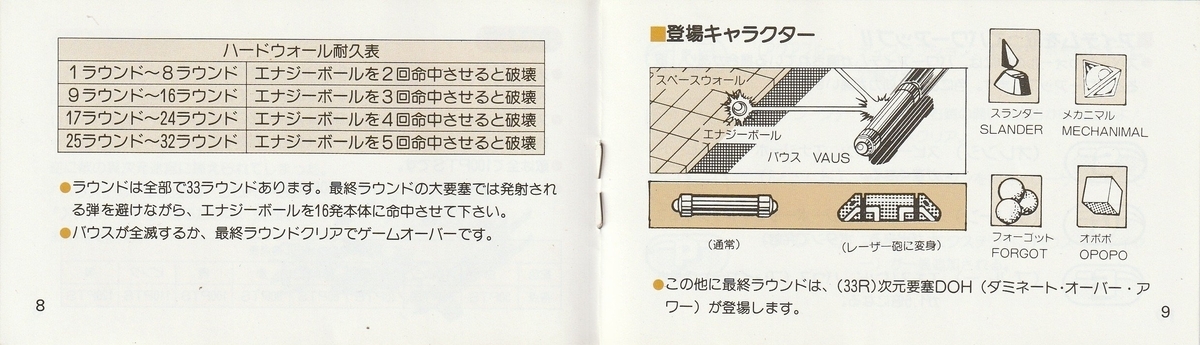 アルカノイド』1986年／ファミコン - レトロゲームの説明書保管庫