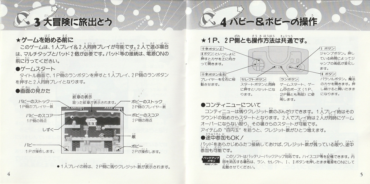 パラソルスター』1991年／PCエンジン - レトロゲームの説明書保管庫