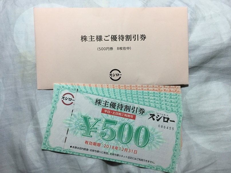 株主優待】スシローから500円券×8枚届いたけど半額券！？しかも内2枚は