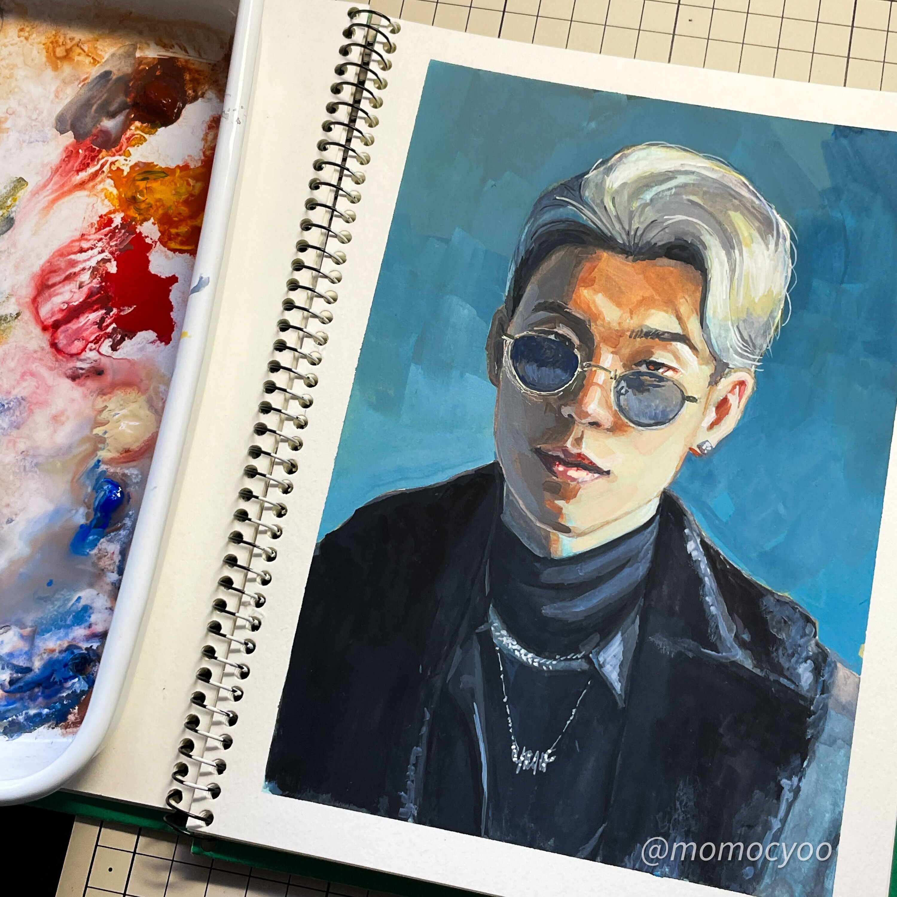 ガッシュ人物画 ホーローの蓋つきパレットを利用してみたけれど - 桃蝶画房