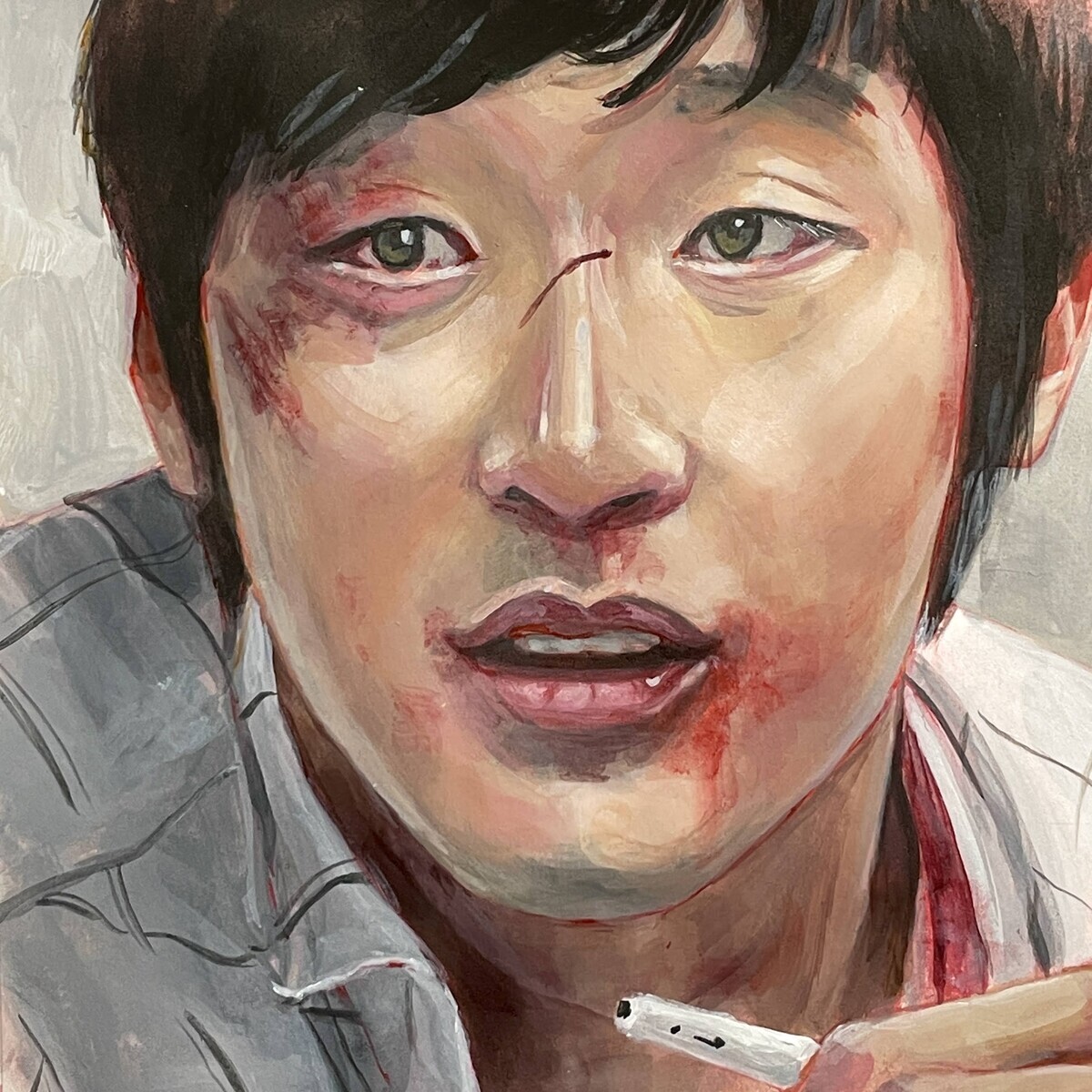 アクリルで描く映画ワンシーン『チェイサー』その1 - 桃蝶画房