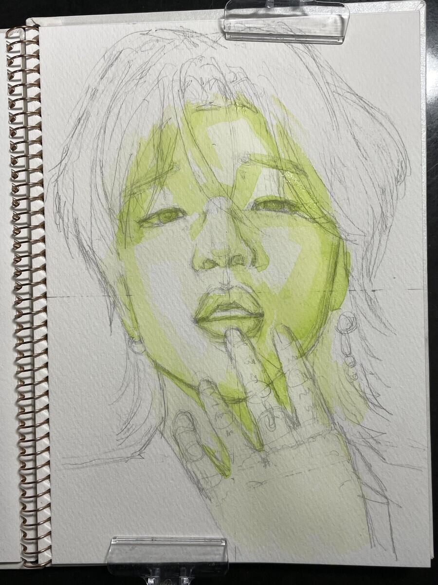 絵画 R.I.P. Korea 韓国ラッパーの絵を描くサクラマット水彩 - 桃蝶画房