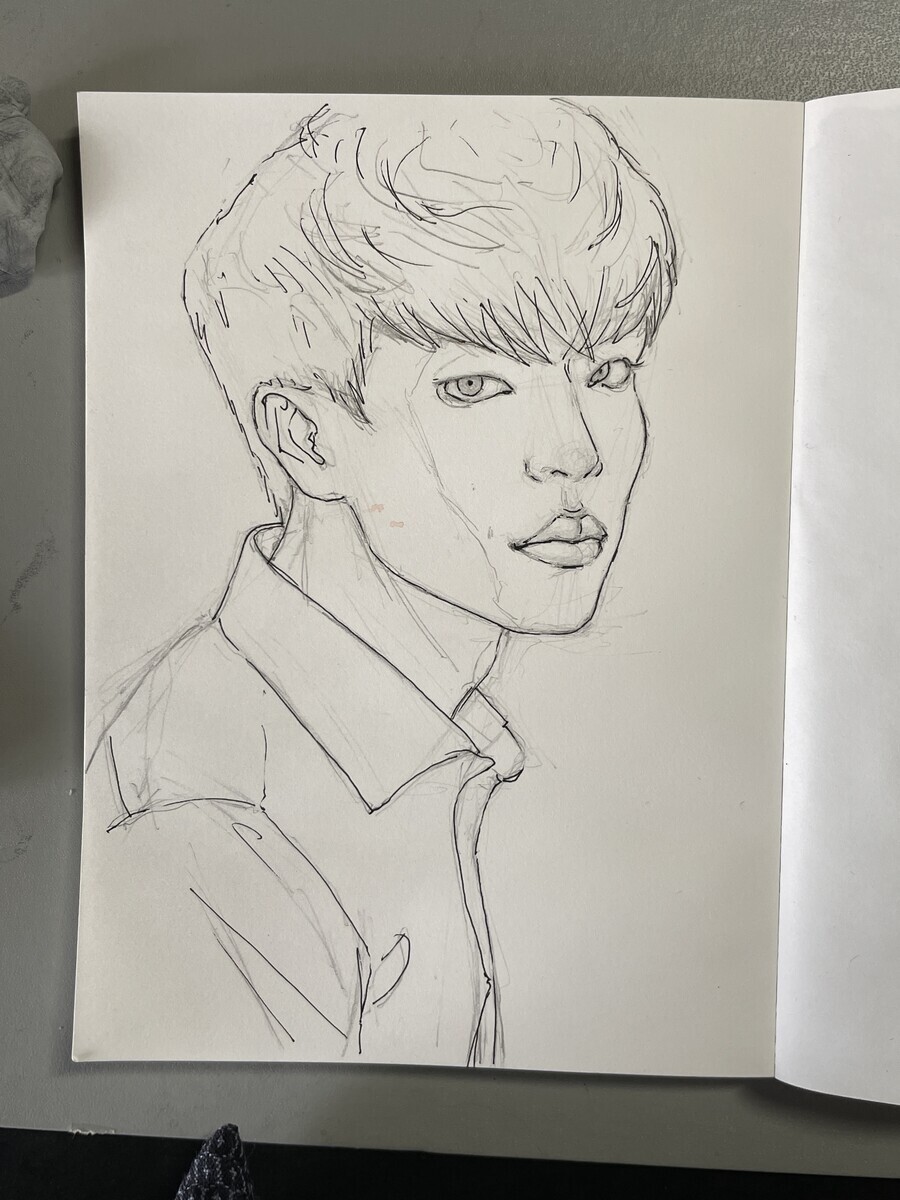 人物スケッチ マルマンSOHOスケッチブック B6 1月7日 - 桃蝶画房