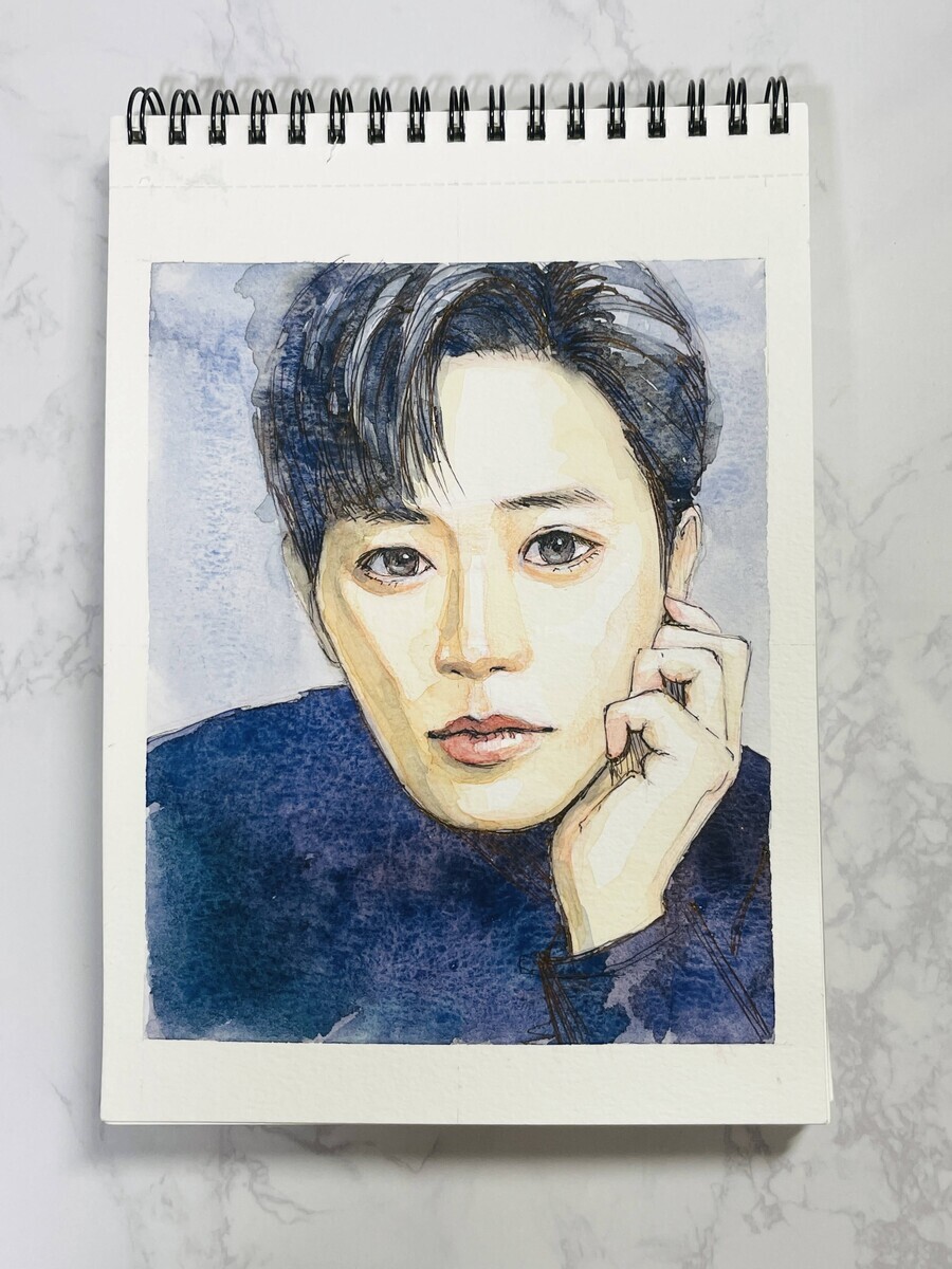 水彩画　素人製 水彩人物イラストキャンソンXLアクアレルスケッチブック 9月29日 - 桃