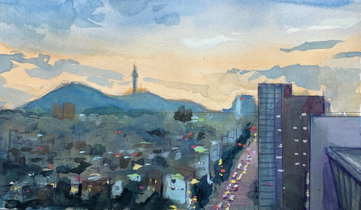 不透明水彩風景画 Ohuhuミックスメディアスケッチブック 韓国 - 桃蝶画房