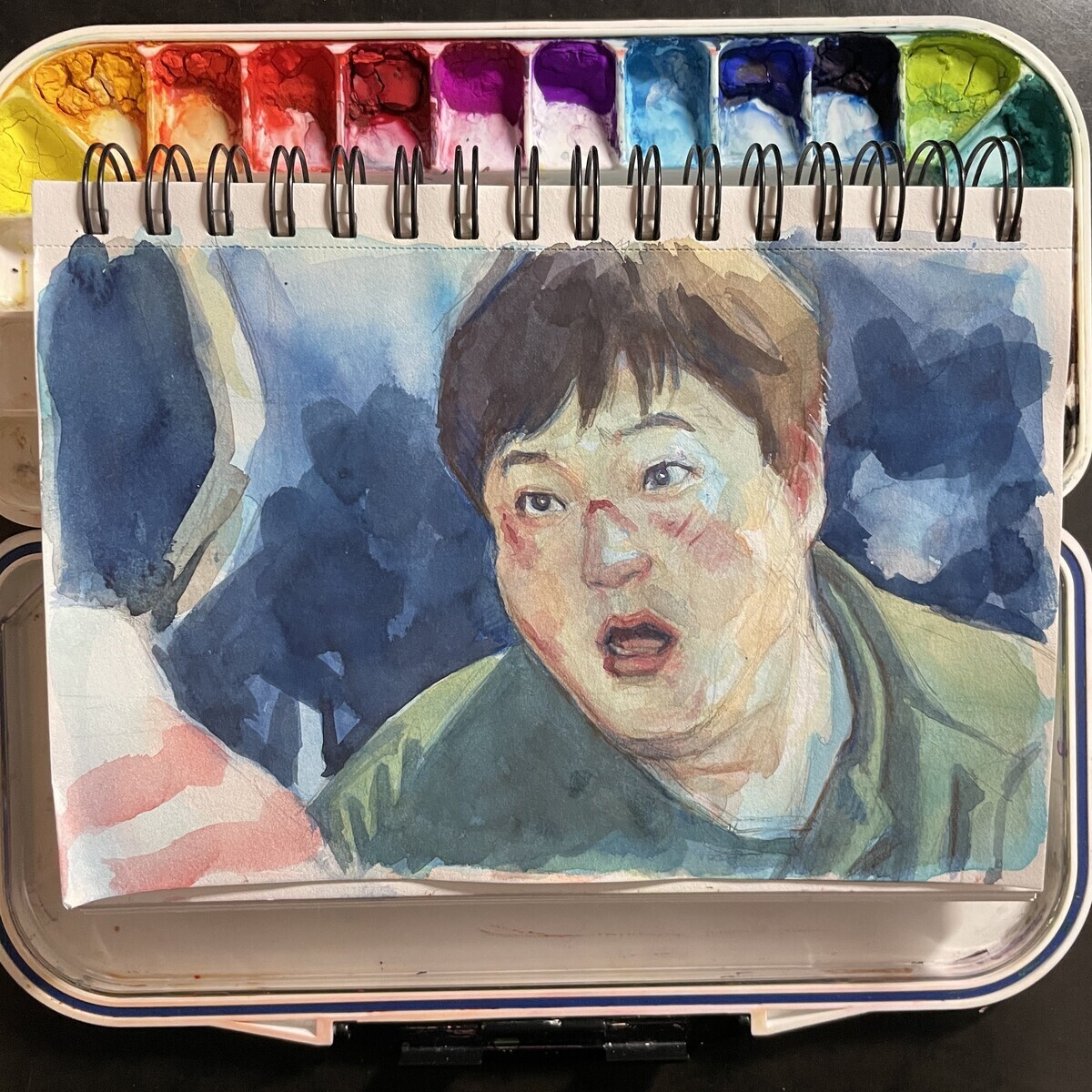 絵画　油彩画　日没　８号　鄭義富作　韓国アーティスト　共箱　S1017KG 韓国映画 ワンシーン 哭声/コクソン ガッシュ 不透明水彩 - 桃蝶画房