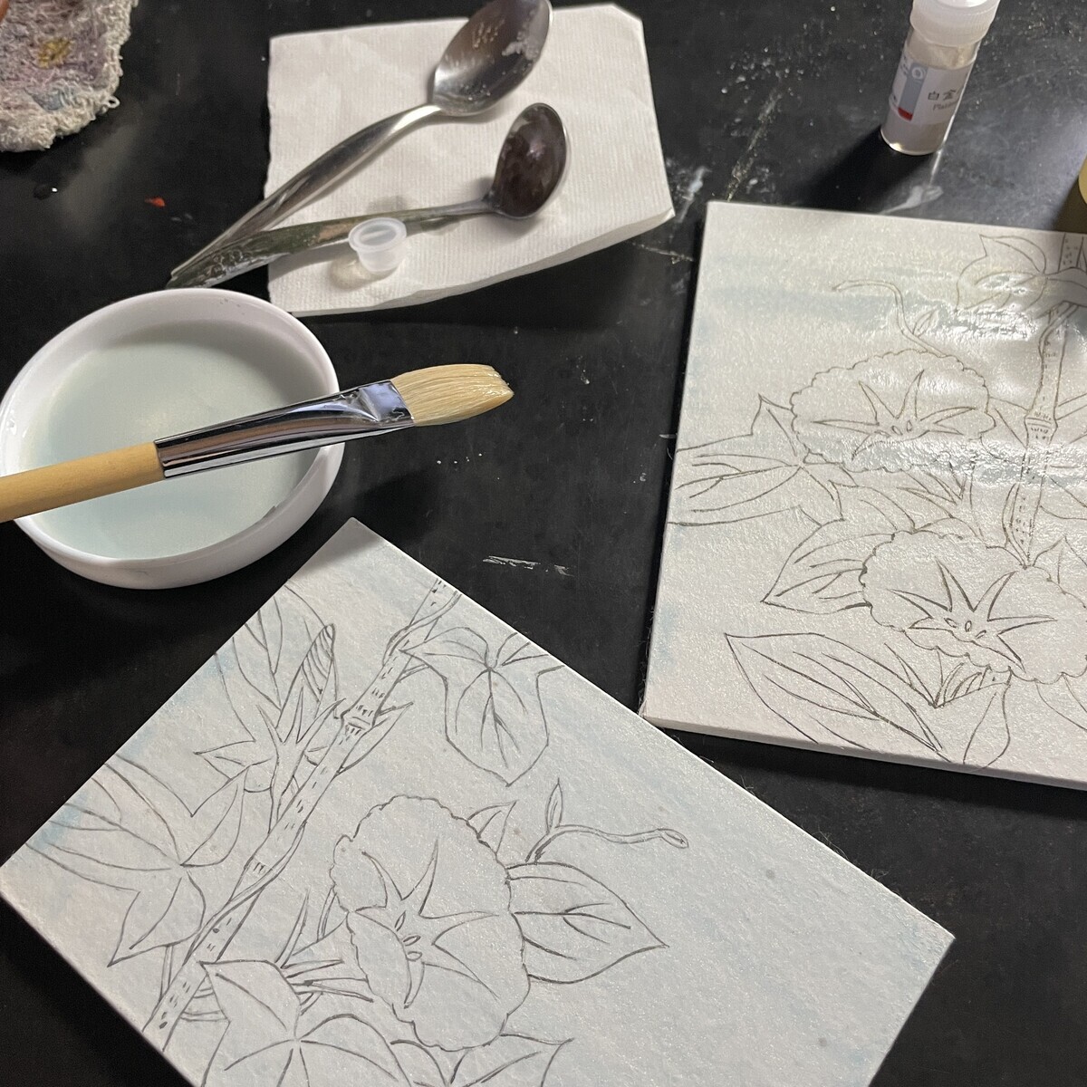 日本画】ナカガワ 岩絵具初心者キット 試してみた【不器用】 - 桃蝶画房