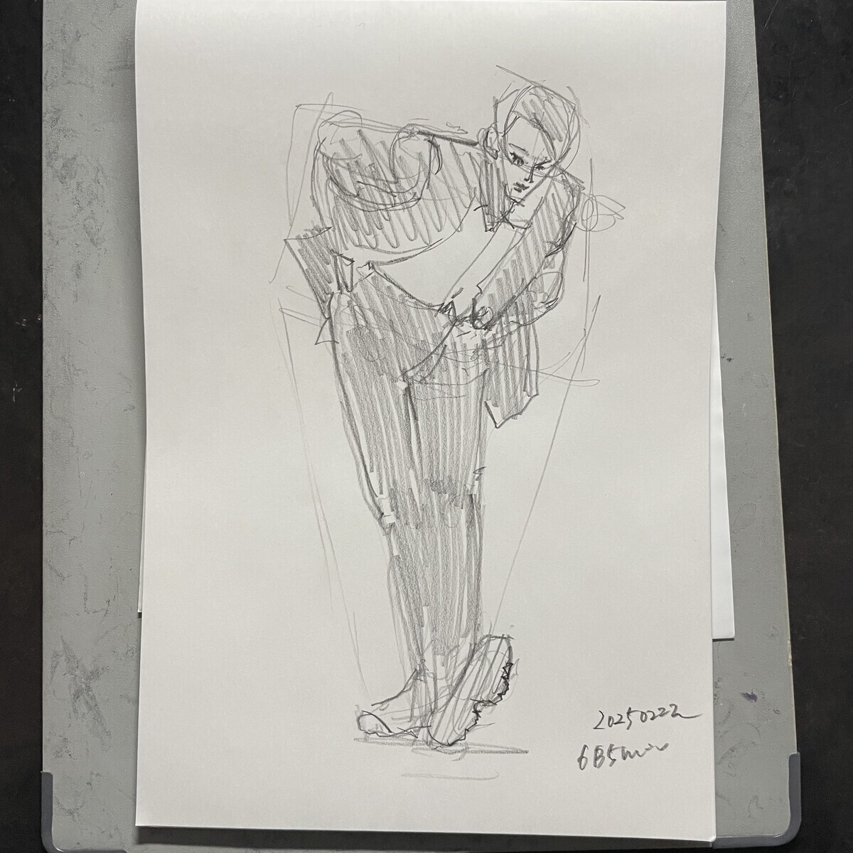 人物クロッキー 鉛筆6B A5, B5おえかきちょう 2月22日 - 桃蝶画房