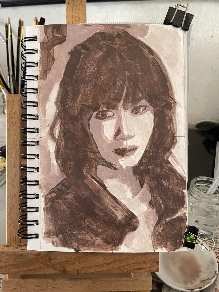 紙に描く油絵人物画 ホルベインDUO 4月14日 - 桃蝶画房