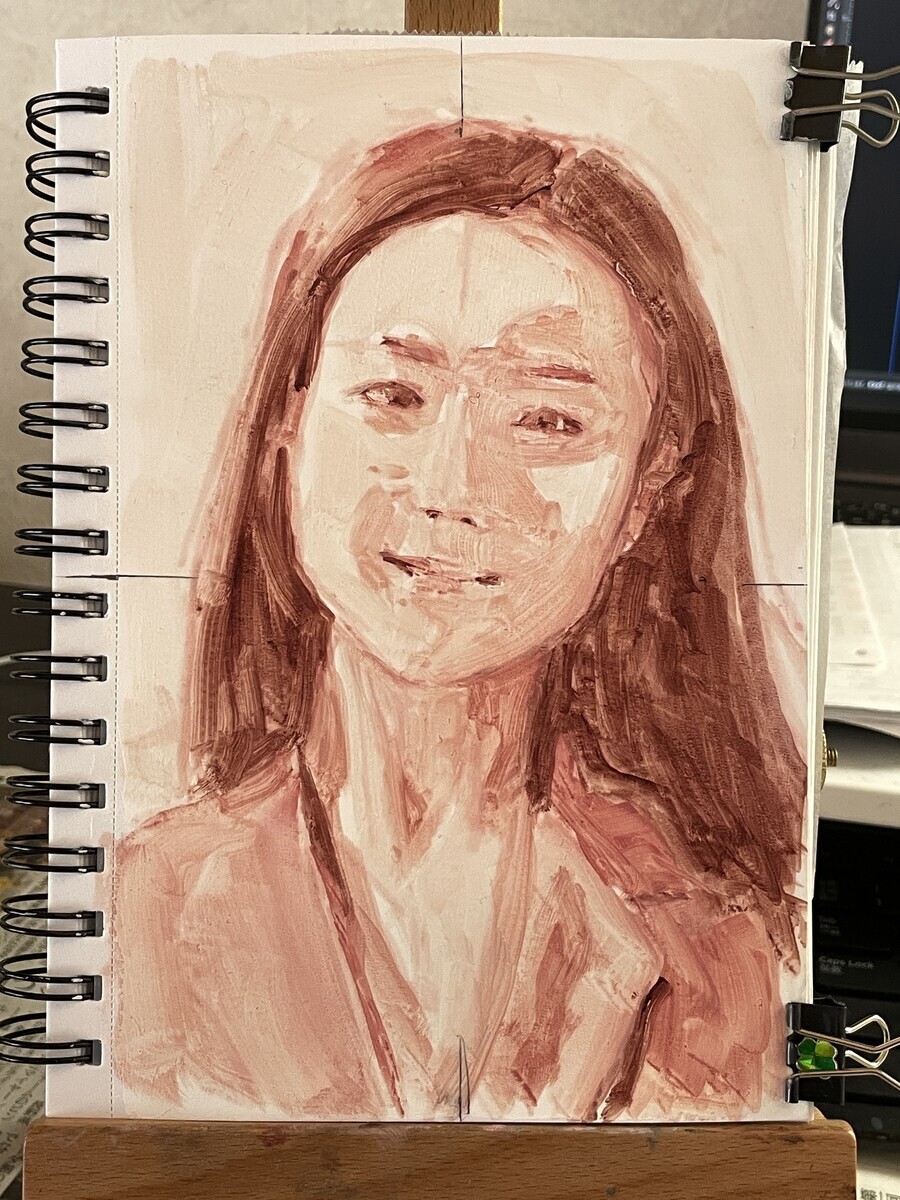 紙に描く油絵 人物画 一日で描く 4月18日 - 桃蝶画房