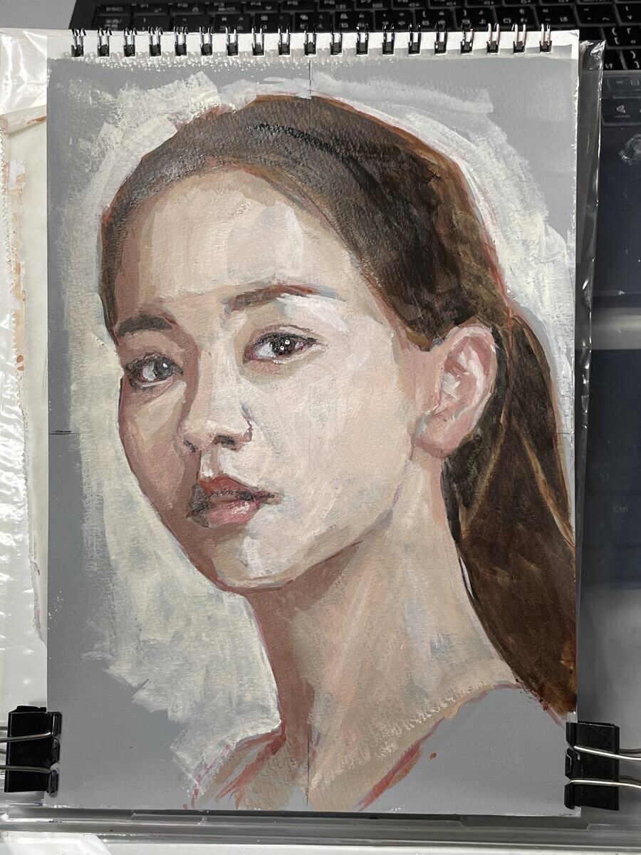 油絵【観て育つ】1点物の原画/F4号サイズ/人物画/油彩画◆者サイン入り 一日で描く油絵人物画 5月29日 ホルベインデュオ - 桃蝶画房