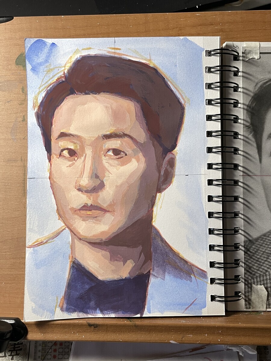 アクリルガッシュで人物画 6月25日 ターナー アクリルガッシュ - 桃蝶画房