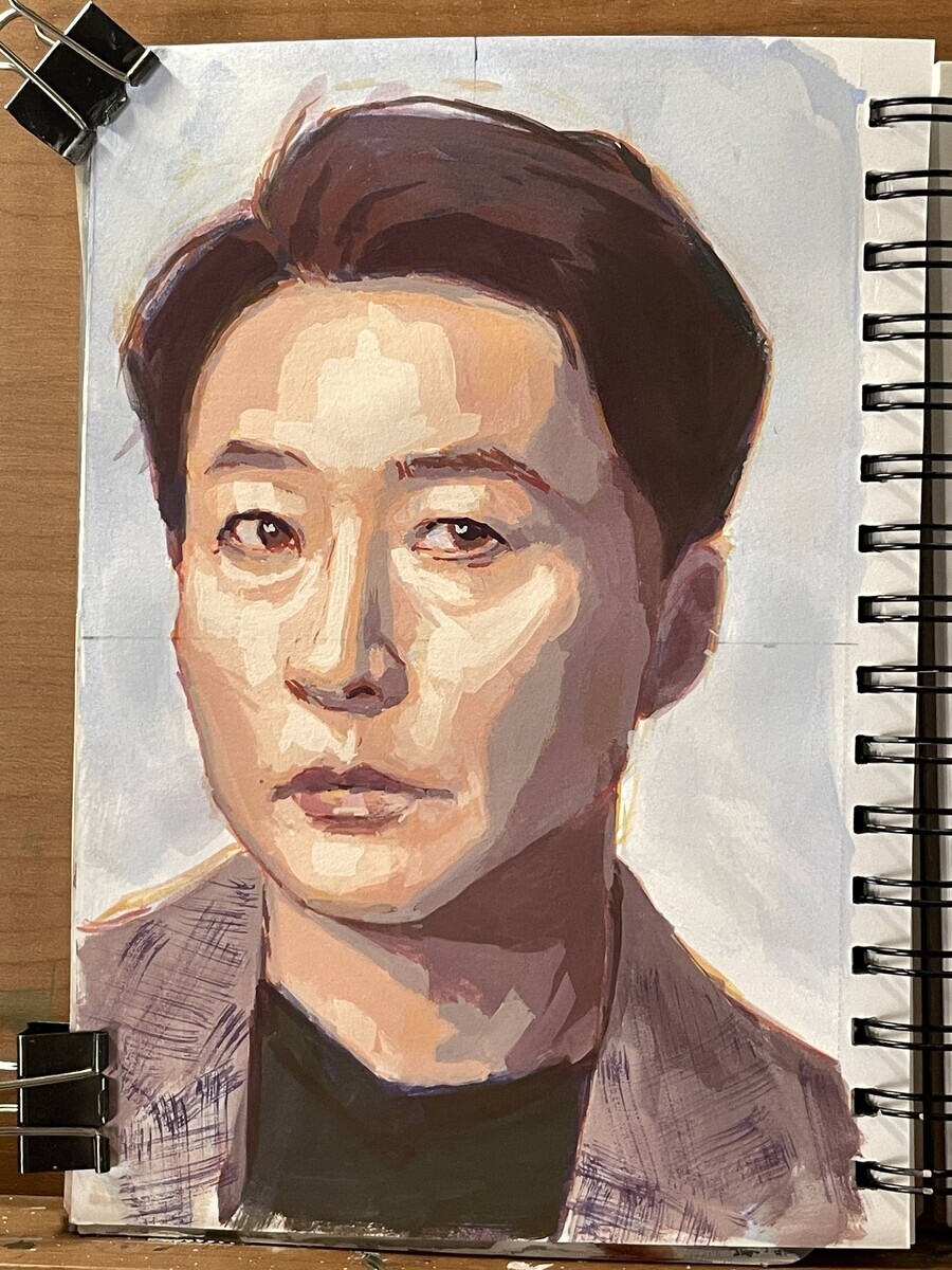 アクリルガッシュで人物画 6月25日 ターナー アクリルガッシュ - 桃蝶画房