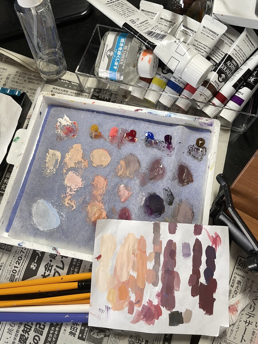 アクリルガッシュで人物画 6月25日 ターナー アクリルガッシュ - 桃蝶画房