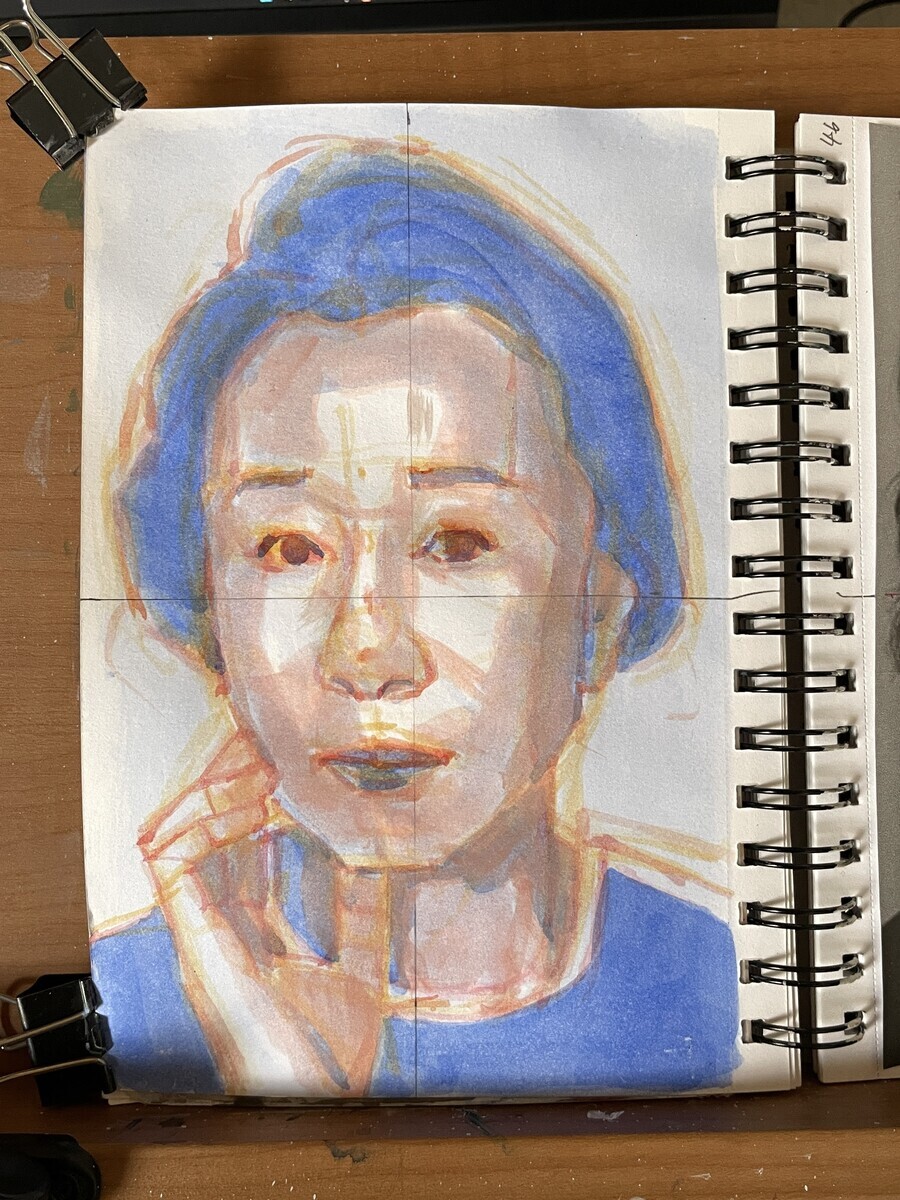 アクリル画　人物　1095 アクリル絵の具で人物画 6月27日 ターナー U-35 - 桃蝶画房