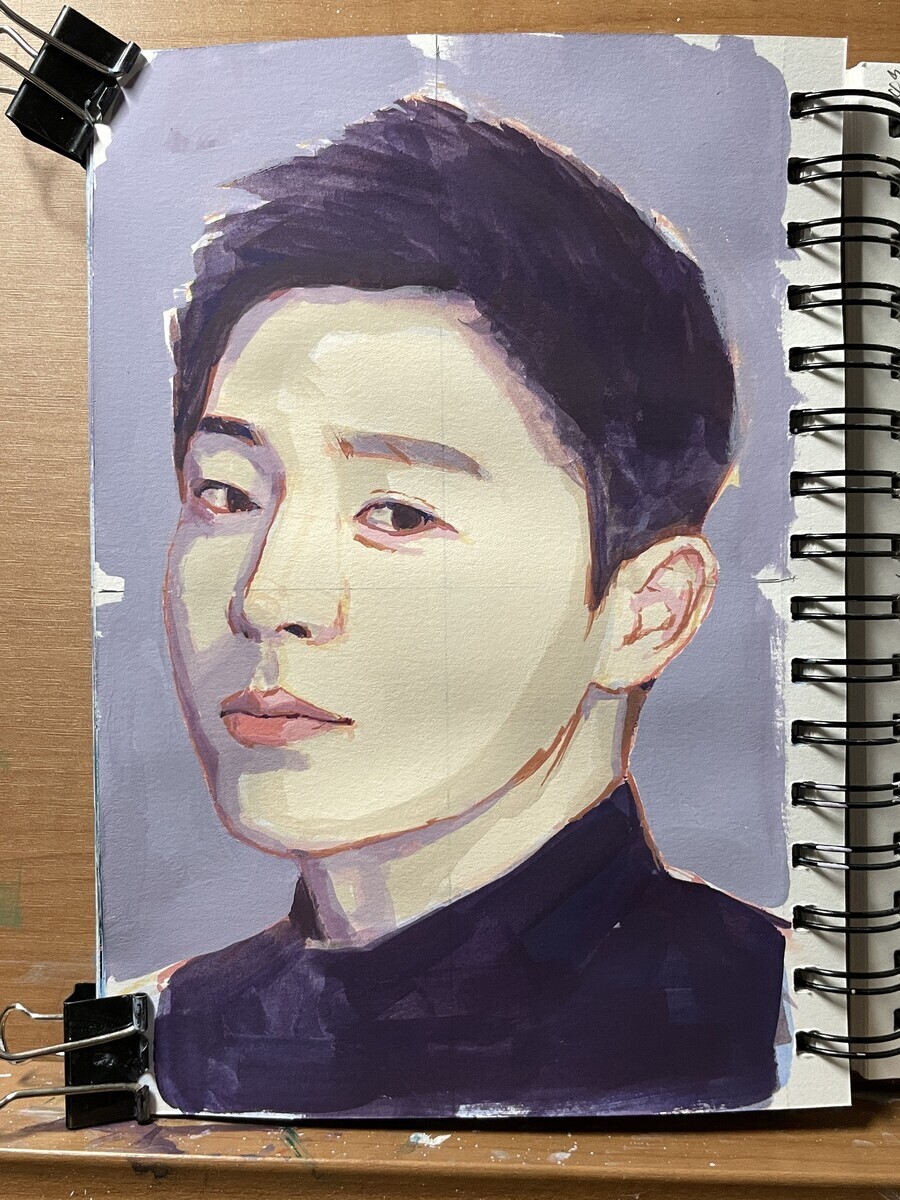 アクリル絵の具で人物画 7月3日 ターナー アクリルガッシュ - 桃蝶画房