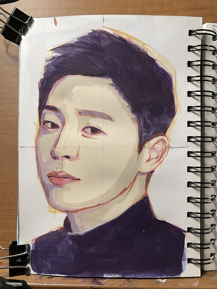 アクリル絵の具で人物画 7月3日 ターナー アクリルガッシュ - 桃蝶画房