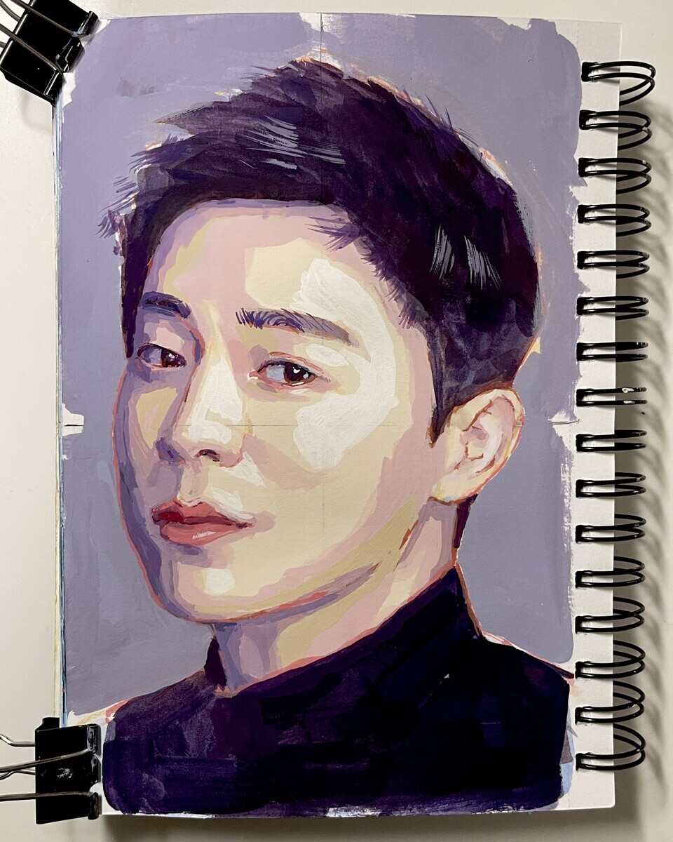 大事な/アクリル画 アクリル絵の具で人物画 7月3日 ターナー アクリルガッシュ - 桃蝶画房