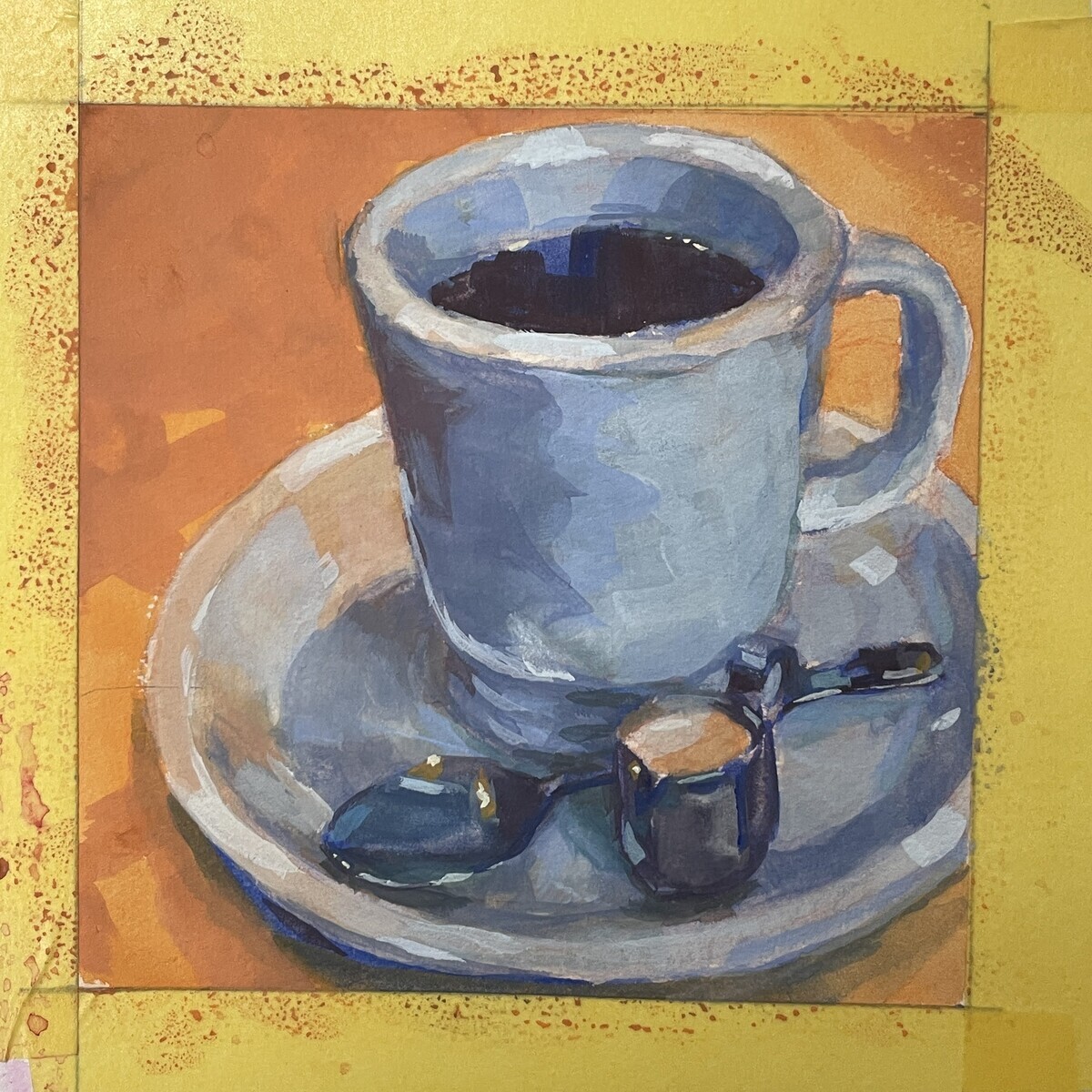 ガッシュで描く 一日一絵 シンプルな静物『コーヒーカップ』ホルベイン