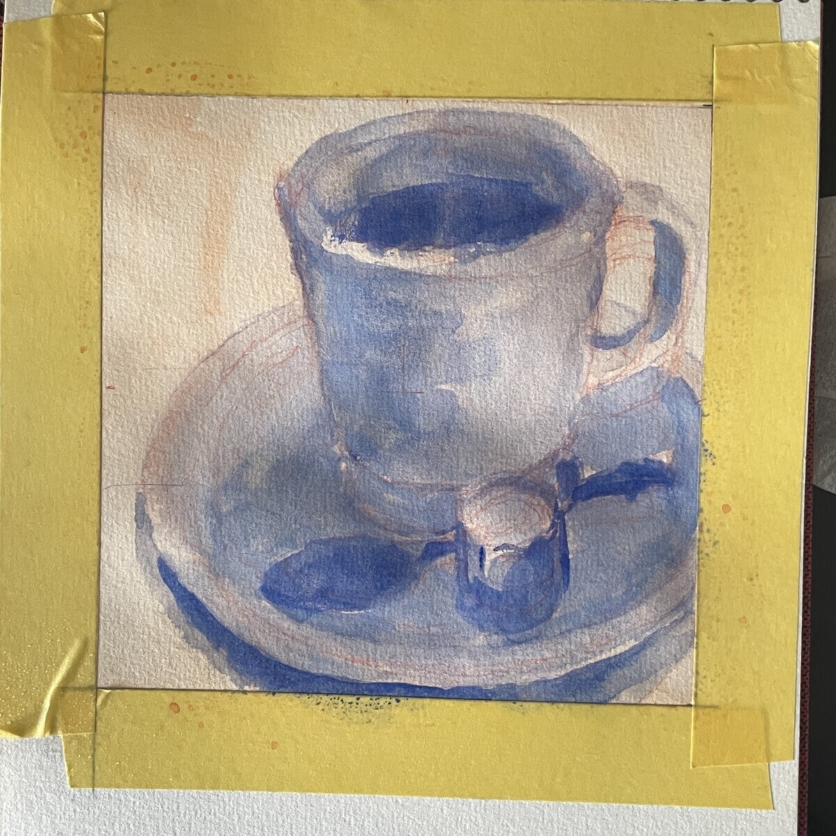 アイスクリームとコーヒーの静物油彩画 F4 絵画 S0号（180㎜×180㎜) #illy#coffee #cup#coffeeart#cupart#oilpaint