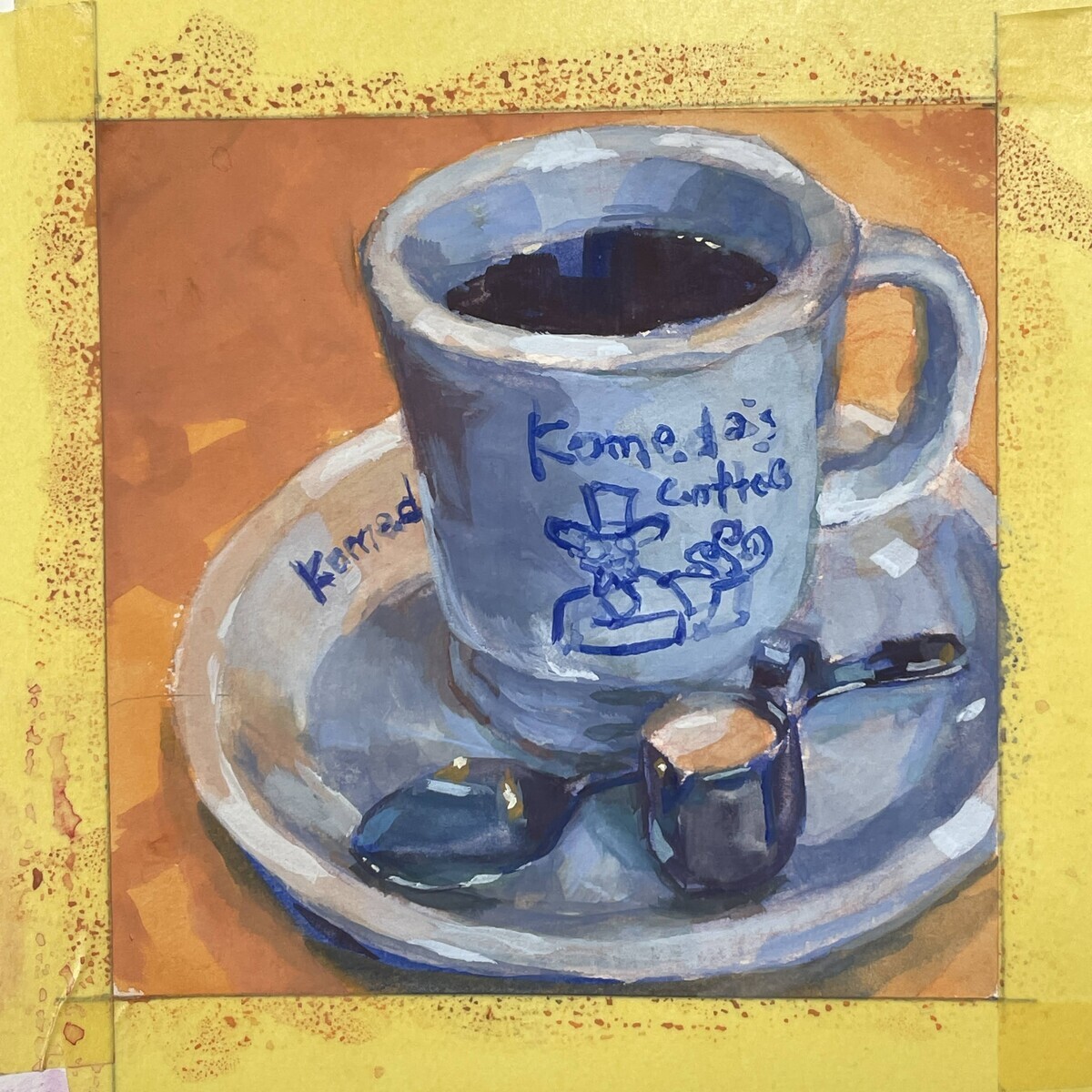 アイスクリームとコーヒーの静物油彩画 F4 絵画 S0号（180㎜×180㎜) #illy#coffee #cup#coffeeart#cupart#oilpaint