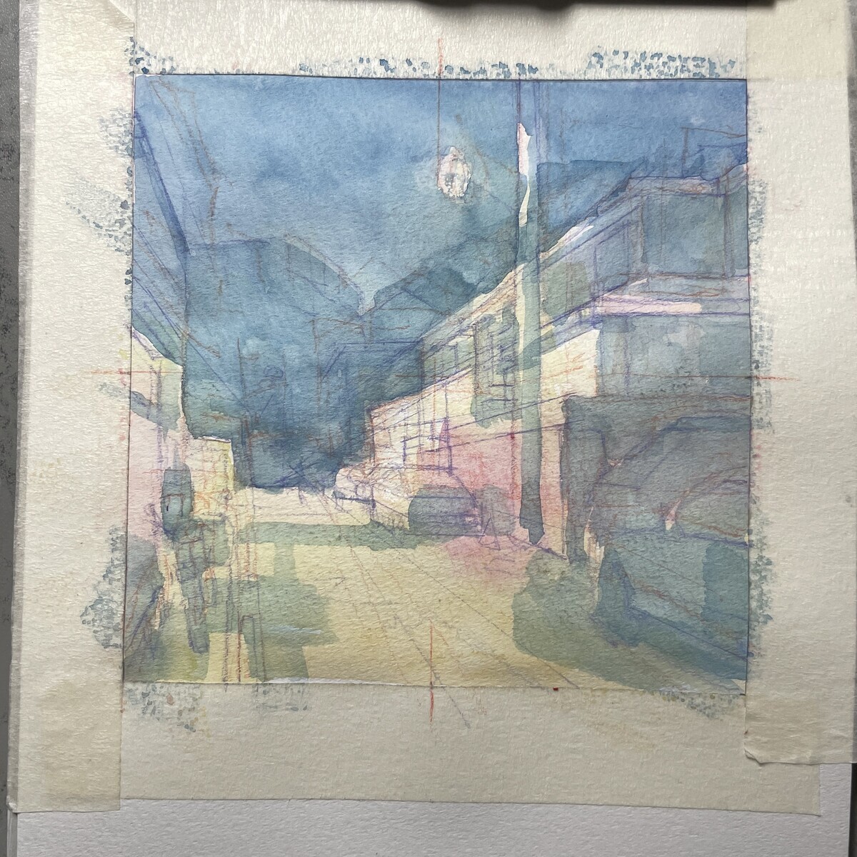 ガッシュで描く 一日一絵 路地裏『ソウル弘大』ホルベイン不透明水彩