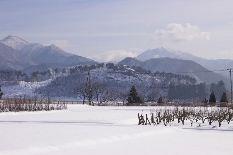 東根市観音寺の雪原、雪景色