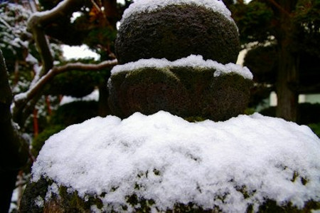 石灯籠の雪と苔