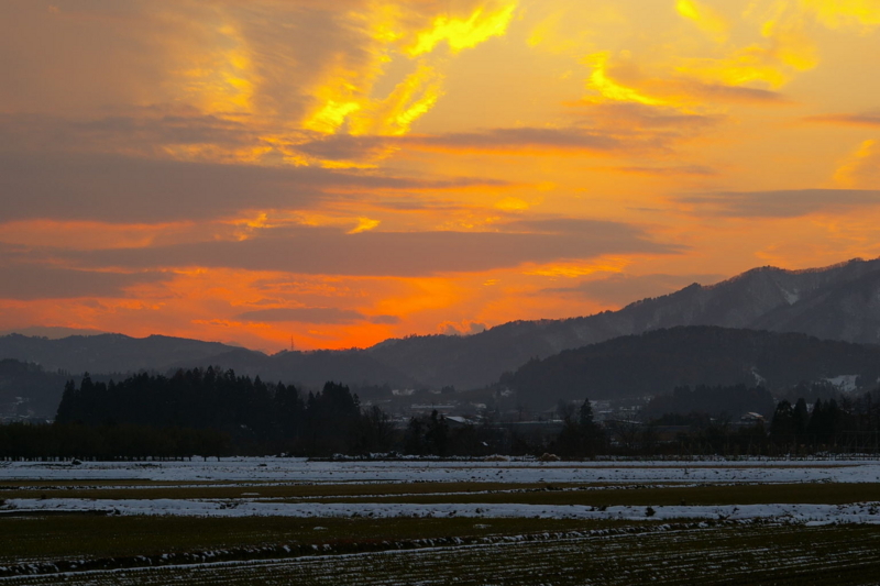 村山市大淀の夕日