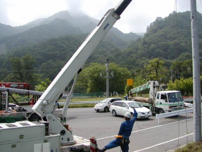 湯井温泉では、工事が着々と進んでいました。