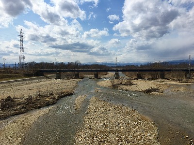 乱川です。天童市と東根市の間を流れる川