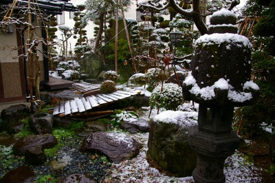 我家の庭　雪景色