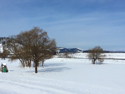 冬の最上川　河川敷