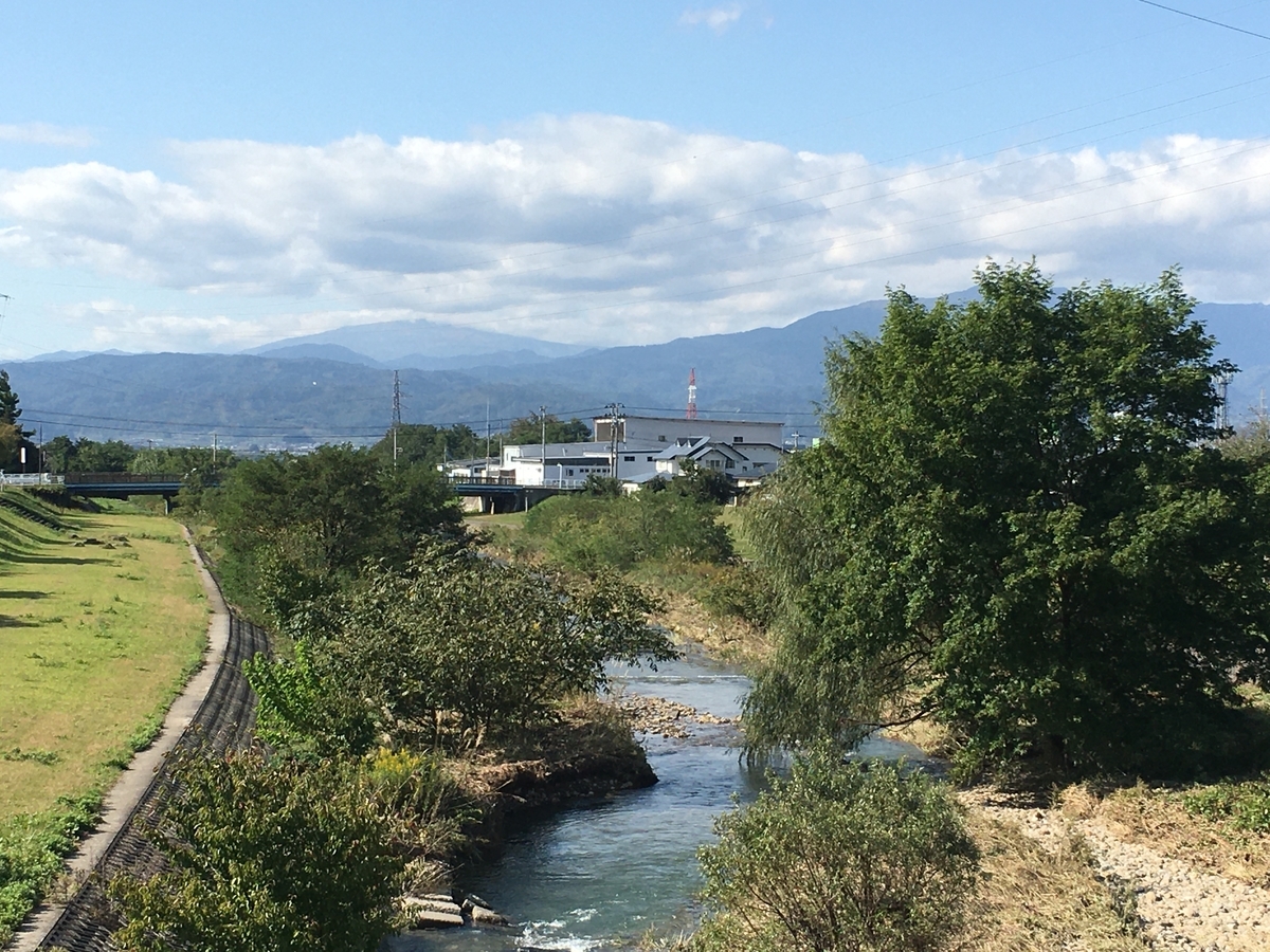 東根市野川から月山と葉山の眺め