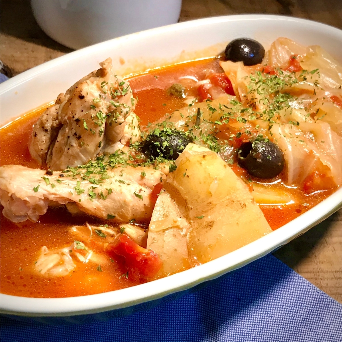 圧力鍋でほったらかし☆鶏手羽元のトマトスープ♬ - 単身赴任の独り言