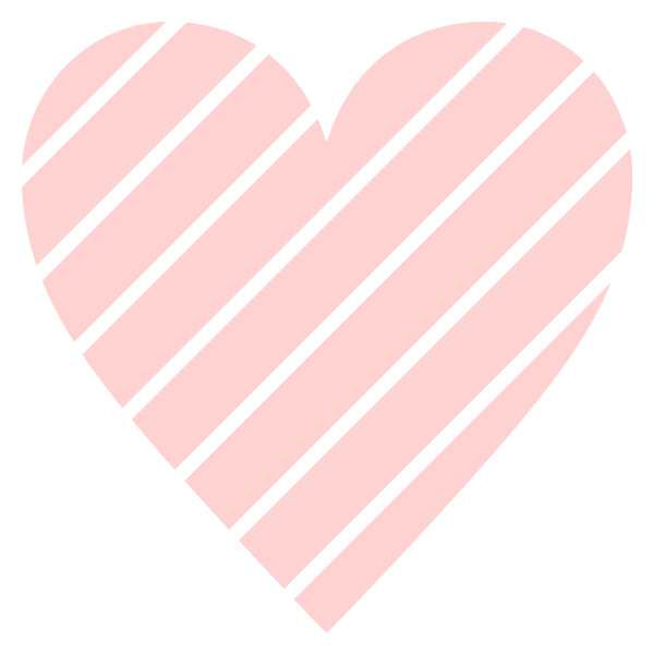 Striped heart with narrow gap(Pale pink)