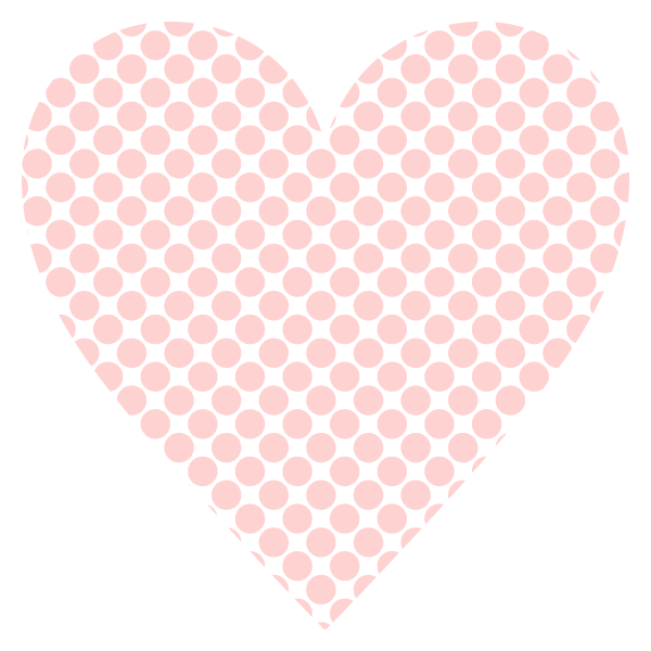 Polka dot heart with a narrow gap (Pale pink)