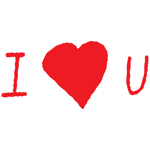 手書き風の I Love U(赤) Handwritten I Love U (red)