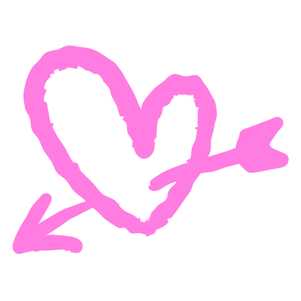 落書き風のハートに矢(ピンク) Doodle style heart with arrow (pink)