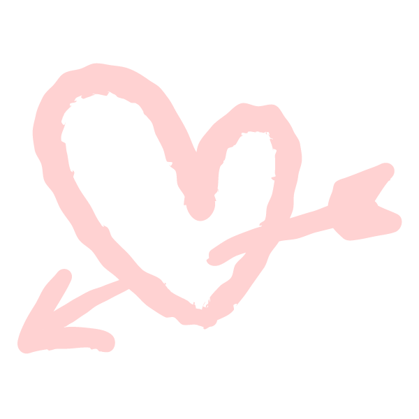 落書き風のハートに矢(淡いピンク) Doodle style heart with arrow (Pale pink)