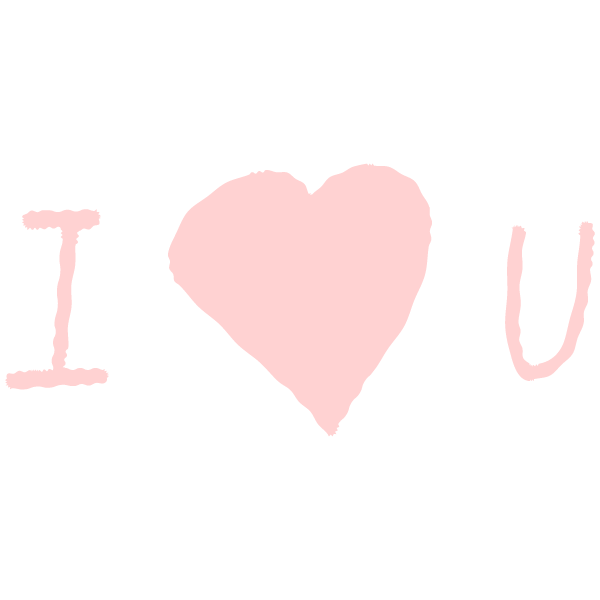 手書き風の I Love U(淡いピンク) Handwritten I Love U (Pale pink)