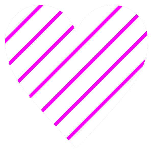 ピンクと白の細いストライプ柄のハート Pink and white thin stripe patterned heart