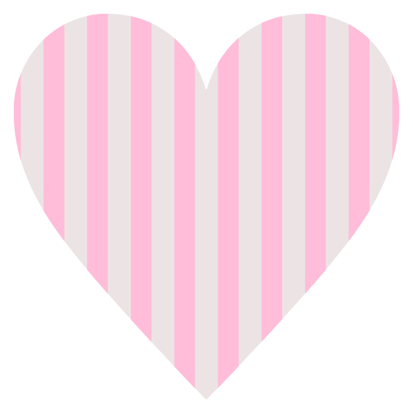淡いピンクとグレーのストライプ柄のハート Light pink and gray striped heart