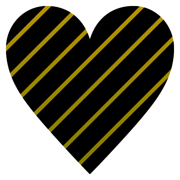 ゴールドと黒のストライプのハート Gold and black striped heart