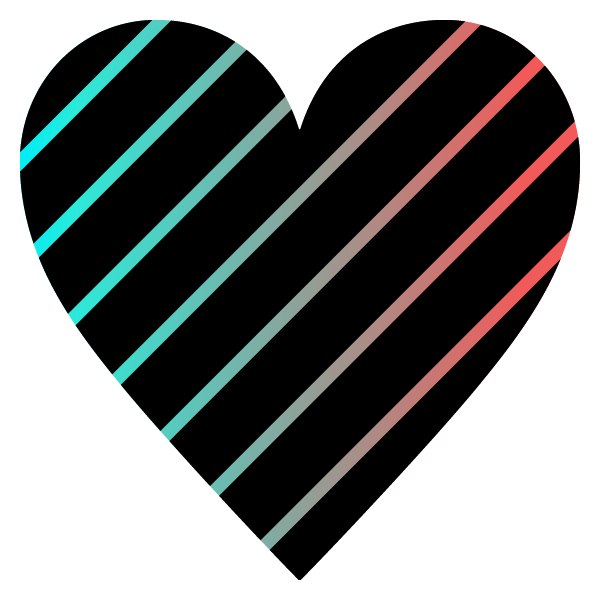 スタイリッシュなグラデーションカラーと黒のストライプのハート Stylish gradient color and black striped heart