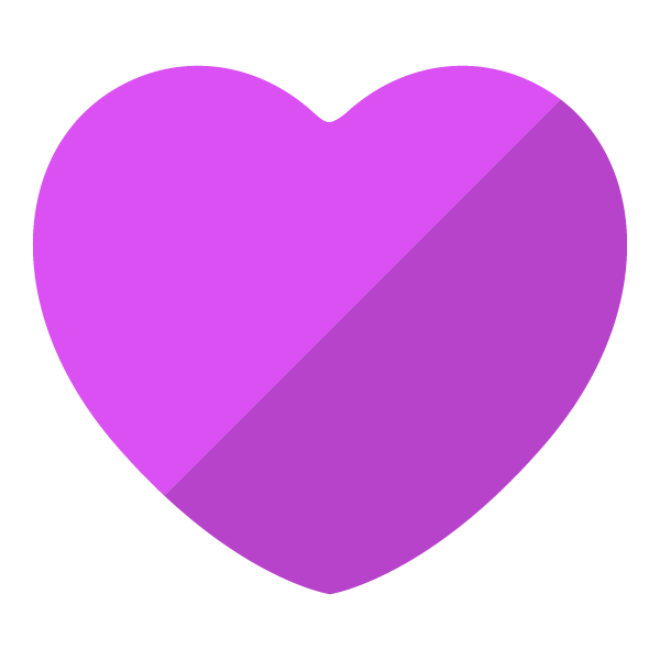 Purple flat color heart (diagonal shading)