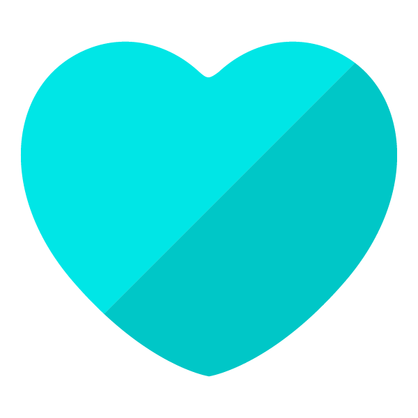 Light blue flat color heart (diagonal shading)