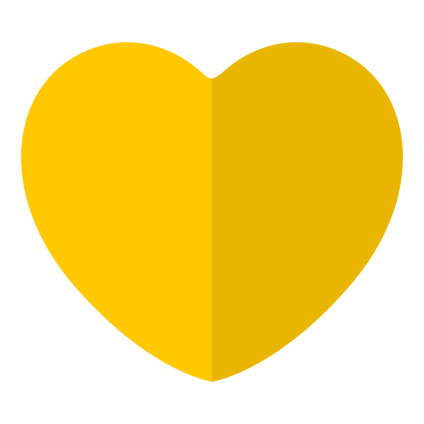 Yellow flat color heart