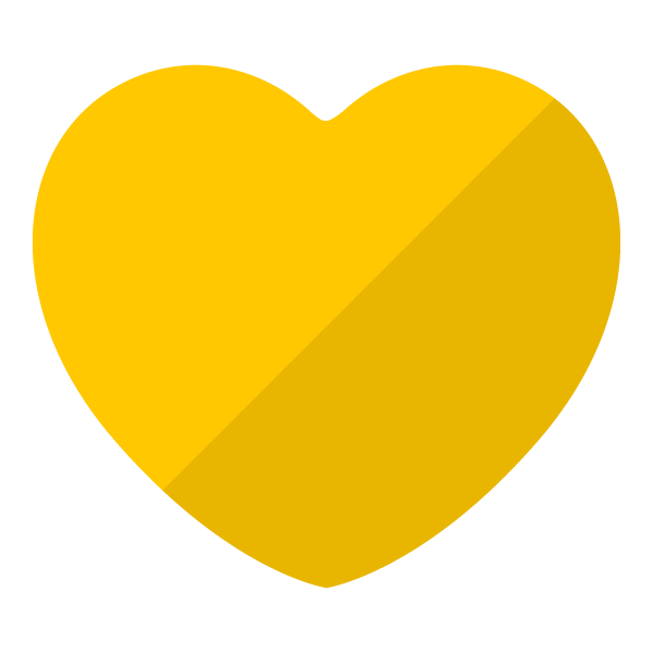 Yellow flat color heart (diagonal shading)